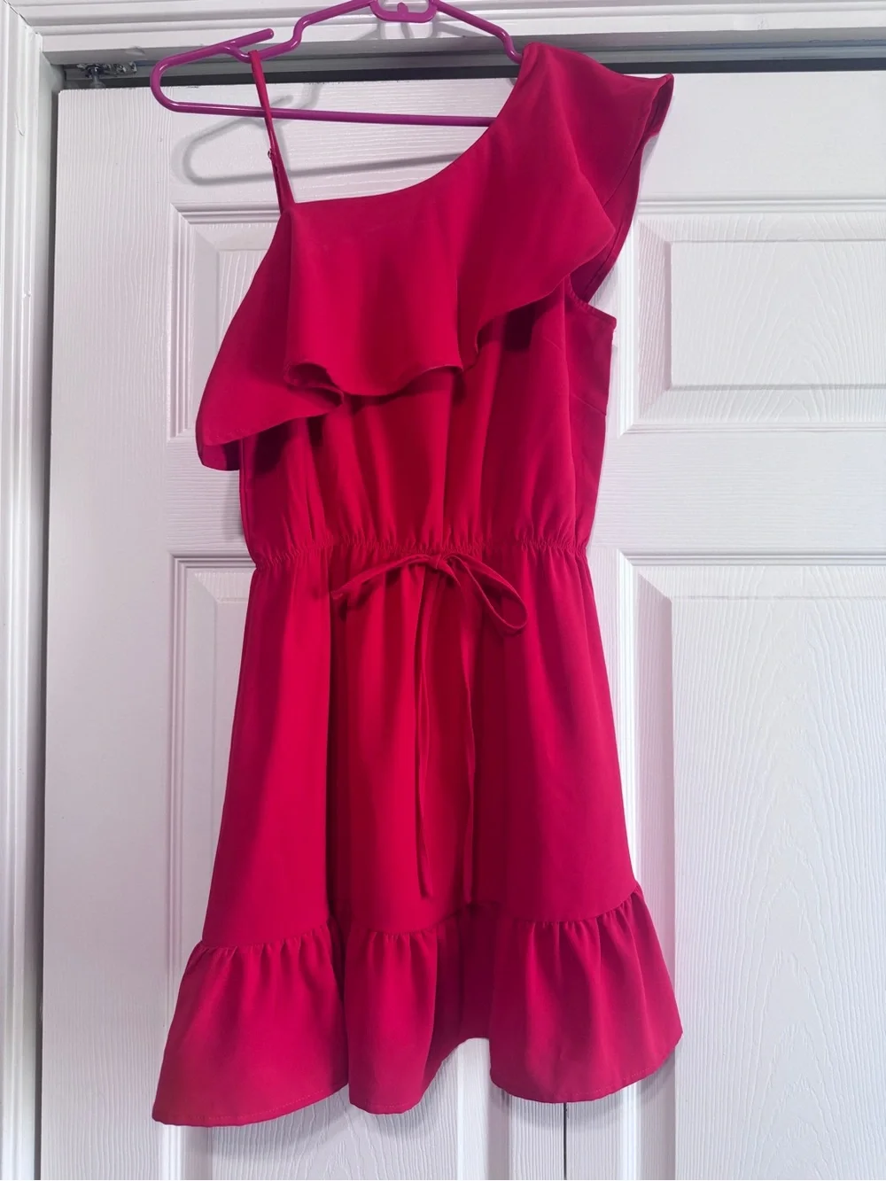 TCEC One-Shoulder Red Ruffle Dress - Picture 2 of 5